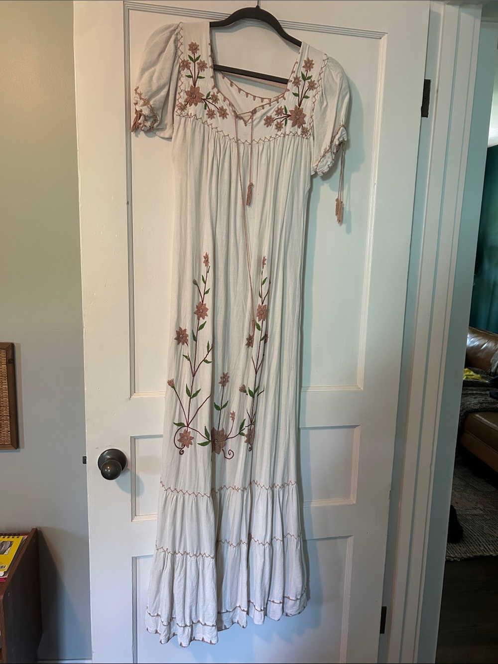 Vintage Embroidered Floral Maxi Dress